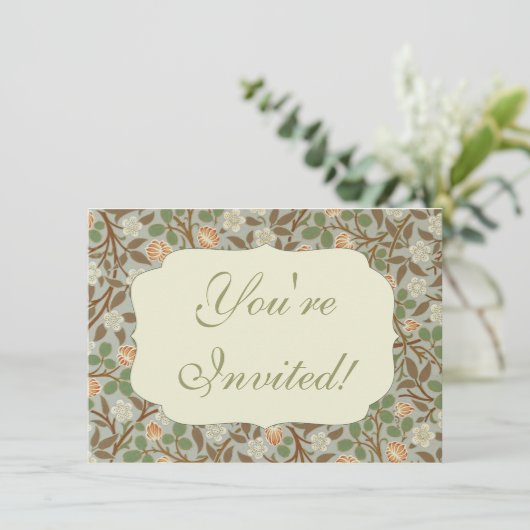 William Morris Clover Botanische Blume Einladung (Stehend Vorderseite)