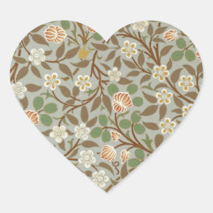 William Morris Clover Botanische Blume Herz-Aufkleber