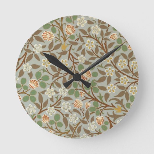 William Morris Clover Botanische Blume Runde Wanduhr (Vorderseite)
