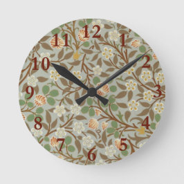 William Morris Clover Flower Art Pattern Runde Wanduhr