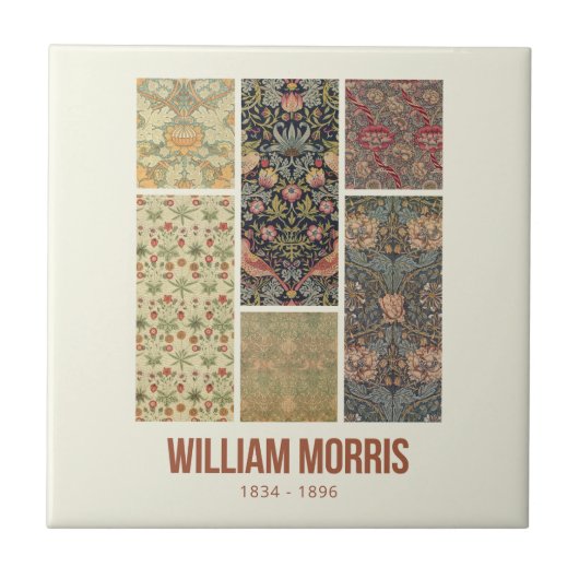 William Morris Collected Art Pattern Collage Fliese (Vorderseite)