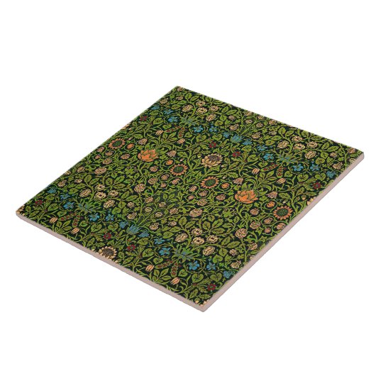 William Morris - Columbine, dark green, Case-Mate Fliese (Seite)