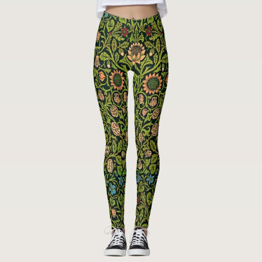 William Morris - Columbine, dunkelgrün, Case-Mate Leggings (Vorderseite)