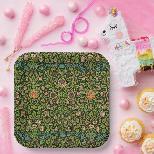 William Morris - Columbine, dunkelgrün, Pappteller (Party)