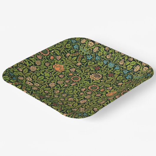 William Morris - Columbine, dunkelgrün, Pappteller (Gewinkelt)