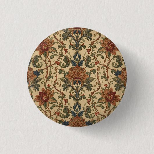 William Morris Compton Floral Art Nouveau Muster Button (Vorderseite)