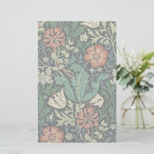 William Morris Compton Floral Art Nouveau Pattern Briefpapier (Stehend Vorderseite)