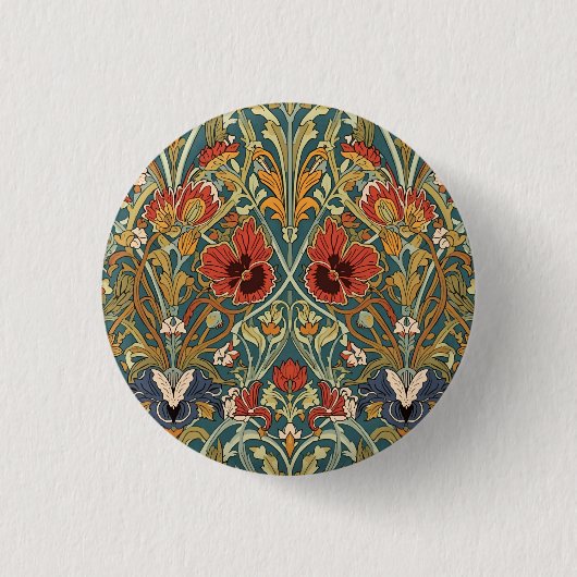 William Morris Compton Floral Art Nouveau Pattern Button (Vorderseite)