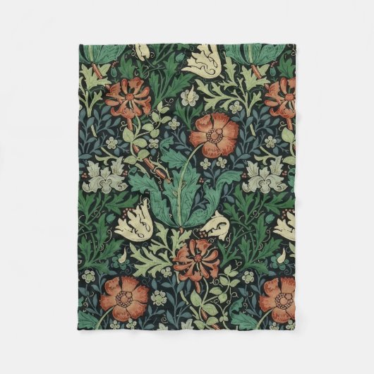 William Morris Compton Floral Art Nouveau Pattern Fleecedecke (Vorderseite)