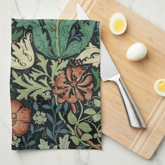 William Morris Compton Floral Art Nouveau Pattern Geschirrtuch (Viertel Falte)