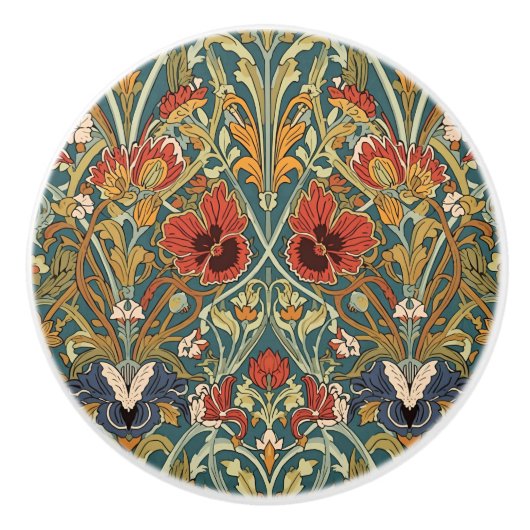 William Morris Compton Floral Art Nouveau Pattern Keramikknauf (Vorderseite)