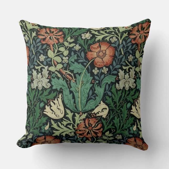 William Morris Compton Floral Art Nouveau Pattern Kissen (Vorderseite)