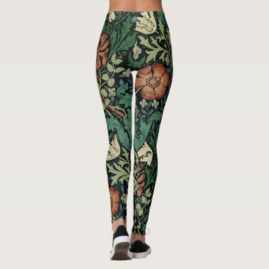 William Morris Compton Floral Art Nouveau Pattern Leggings (Rückseite)