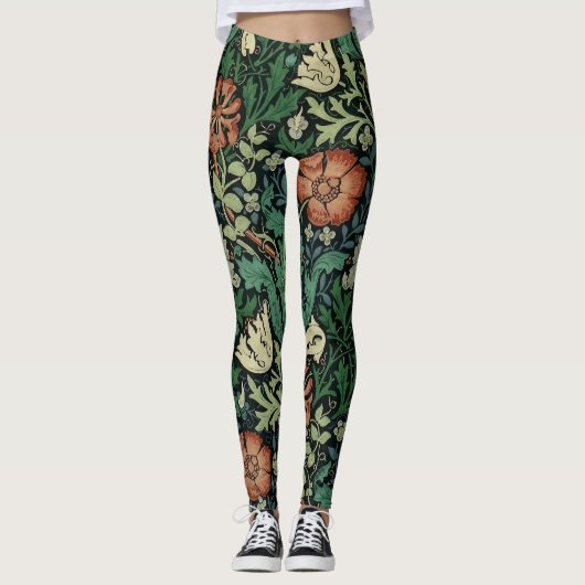William Morris Compton Floral Art Nouveau Pattern Leggings (Vorderseite)