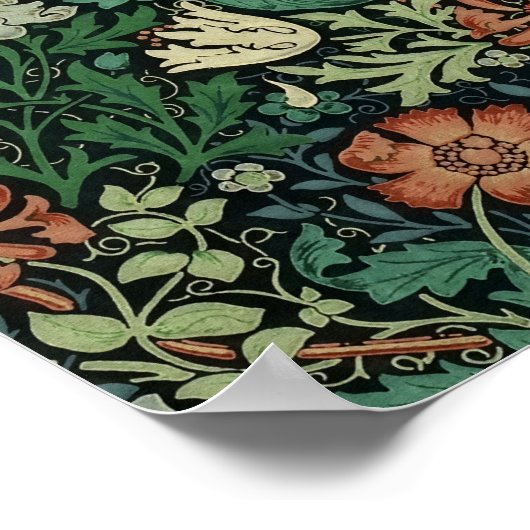 William Morris Compton Floral Art Nouveau Pattern Poster (Ecke)