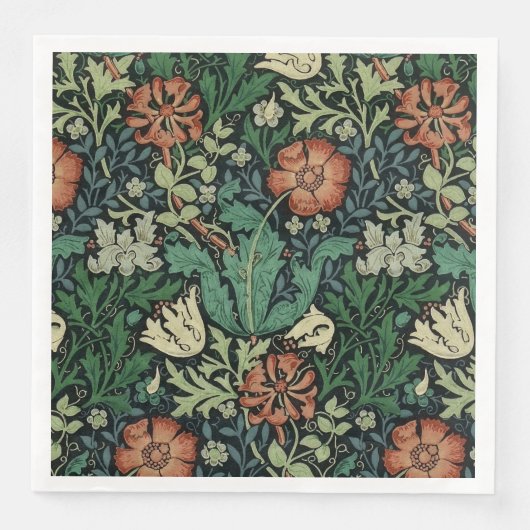 William Morris Compton Floral Art Nouveau Pattern Serviette (Vorderseite)