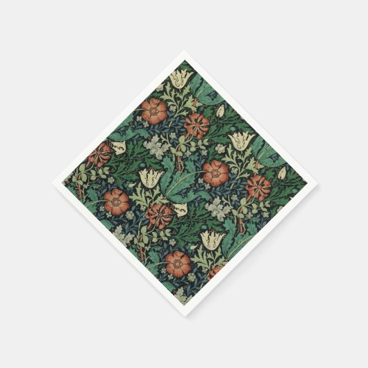 William Morris Compton Floral Art Nouveau Pattern Serviette (Ecke)