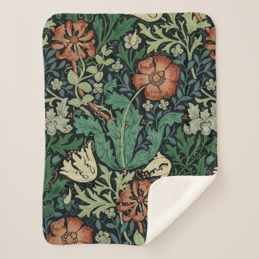 William Morris Compton Floral Art Nouveau Pattern Sherpadecke (Vorderseite)