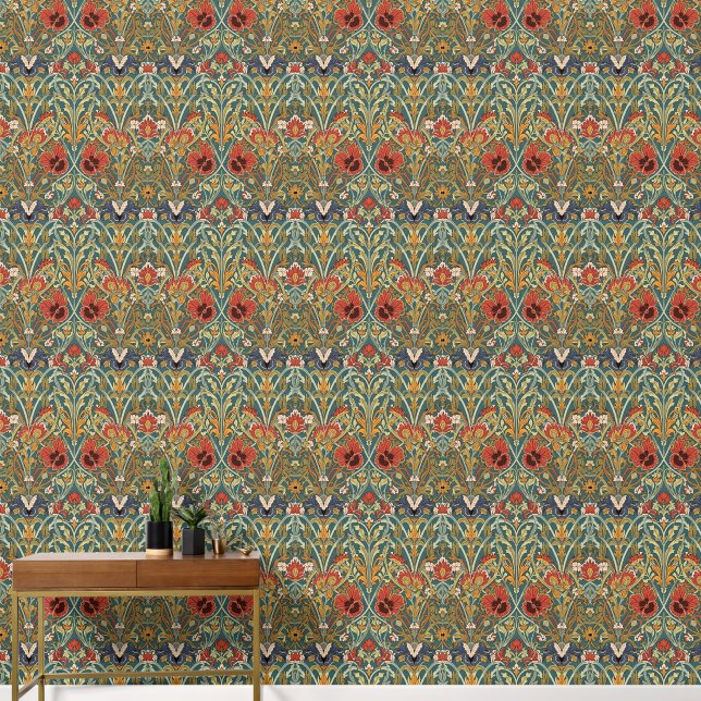 William Morris Compton Floral Art Nouveau Pattern Tapete (Korridor)