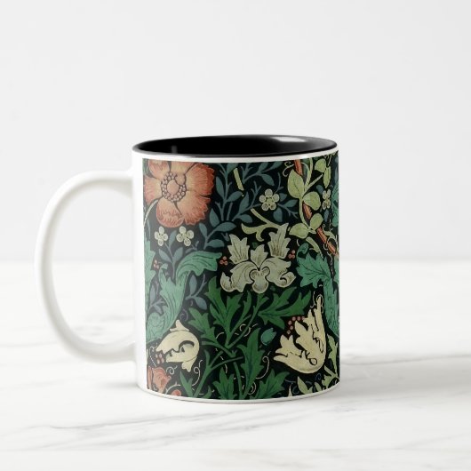 William Morris Compton Floral Art Nouveau Pattern Zweifarbige Tasse (Links)