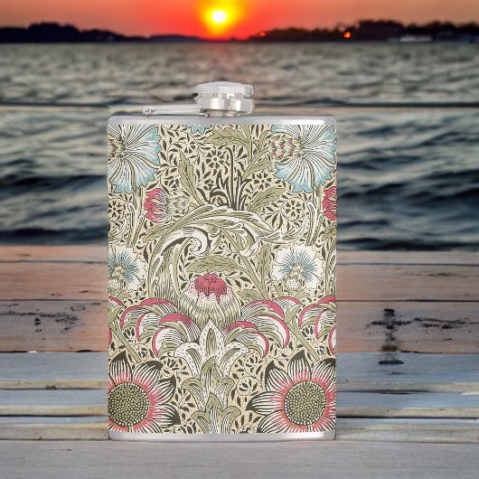 William Morris Corncockle Cream Blue und Pink Flachmann