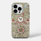 William Morris Corncockle Crème Rose mit Initiale iPhone Hülle (Rückseite)