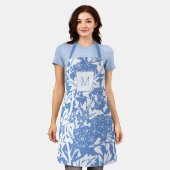 William Morris Cornflower Blue Floral Monogram Schürze (Getragen)