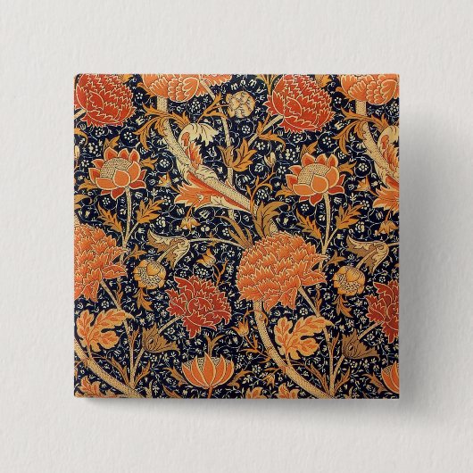 William Morris Cray Blumenmuster Vintage Button (Vorderseite)