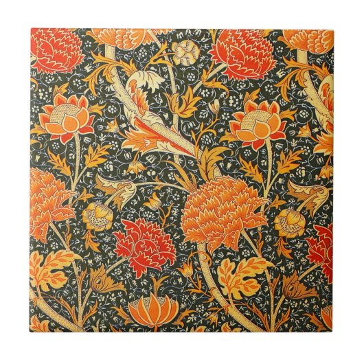 William Morris Cray Blumenmuster Vintage Fliese (Vorderseite)