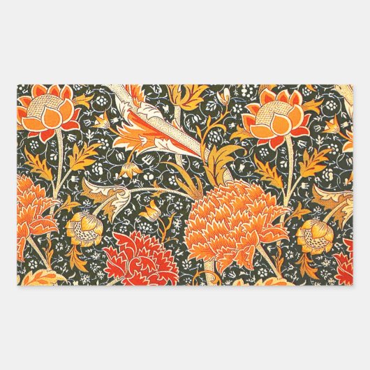 William Morris Cray Blumenmuster Vintage Rechteckiger Aufkleber (Vorderseite)