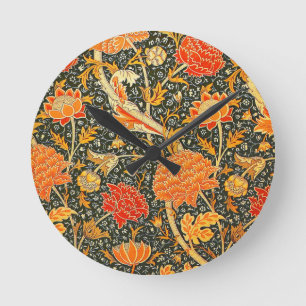 William Morris Cray Blumenmuster Vintage Runde Wanduhr