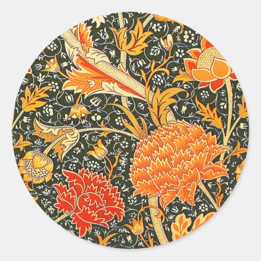 William Morris Cray Blumenmuster Vintage Runder Aufkleber (Vorderseite)