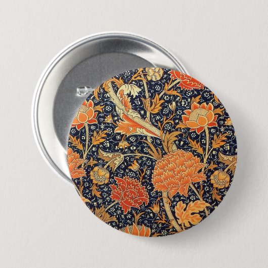 William Morris Cray Floral Art Nouveau Pattern Button (Vorne & Hinten)