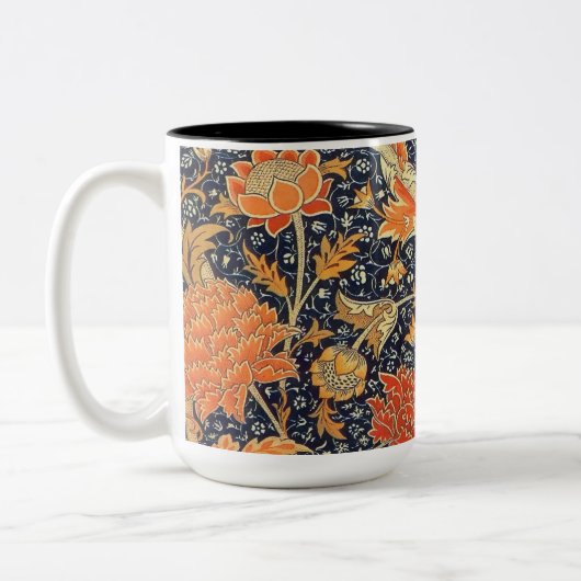 William Morris Cray Floral Art Nouveau Pattern Zweifarbige Tasse (Links)