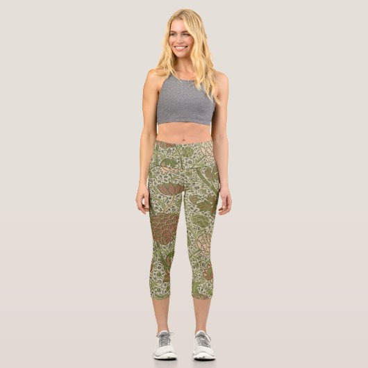 William Morris Cray Sage Blume Floral Botanical Capri Leggings (Vorderseite)