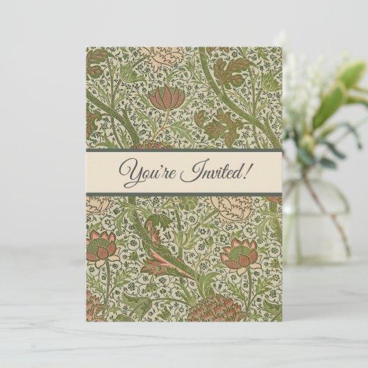 William Morris Cray Sage Blume Floral Botanical Einladung (Stehend Vorderseite)