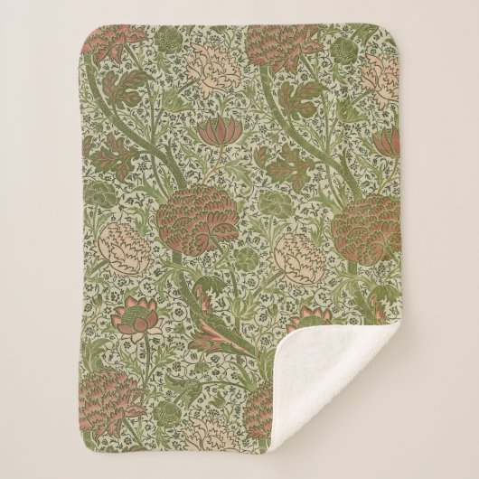 William Morris Cray Sage Blume Floral Botanical Sherpadecke (Vorderseite)
