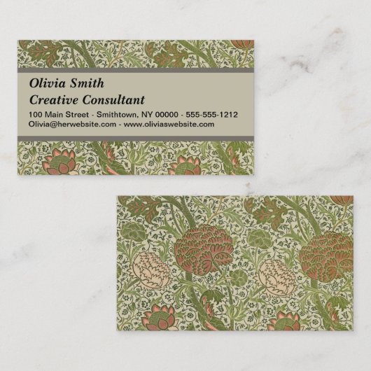 William Morris Cray Sage Blume Floral Botanical Visitenkarte (Vorne/Hinten)