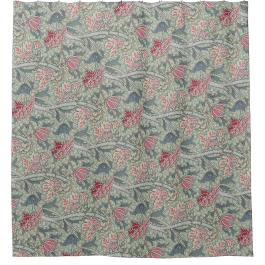 William Morris Cray Vintag Floral Pink Green Duschvorhang (Vorderseite)