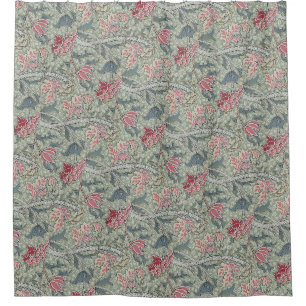 William Morris Cray Vintage Floral Pink Grün Duschvorhang
