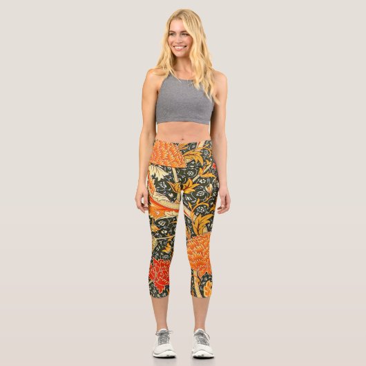 William Morris Cray Wallpaper Blume Pattern Capri Leggings (Vorderseite)