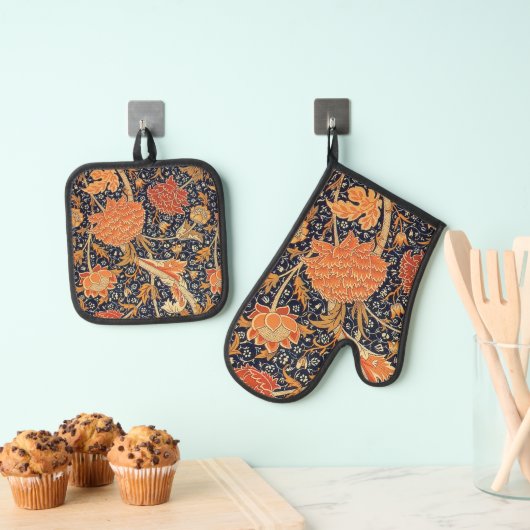 William Morris Cray Wallpaper Pattern Ofenhandschuh & Topflappen-Set (Insitu (Hängend))