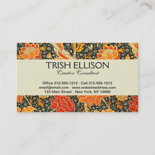 William Morris Cray Wallpaper Pattern Visitenkarte (Rückseite)