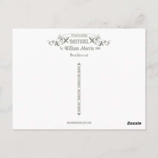 William Morris Daffodil Chintz Pattern Postcard Postkarte (Rückseite)