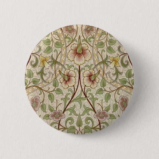 William Morris Daffodil Classic Blume Wallpaper Button (Vorderseite)