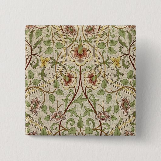 William Morris Daffodil Classic Blume Wallpaper Button (Vorderseite)