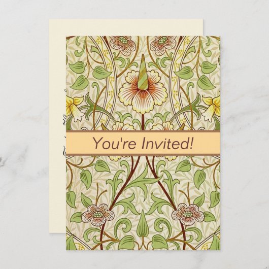 William Morris Daffodil Classic Blume Wallpaper Einladung (Vorne/Hinten)