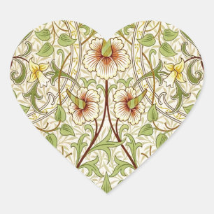 William Morris Daffodil Classic Blume Wallpaper Herz-Aufkleber