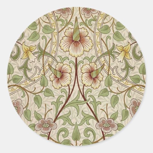 William Morris Daffodil Classic Blume Wallpaper Runder Aufkleber (Vorderseite)