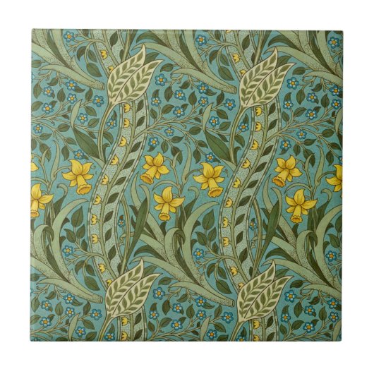 William Morris Daffodil Floral Pattern Classic Fliese (Vorderseite)